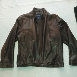 Brooks Brothers leather Racer Jacket brown Medium